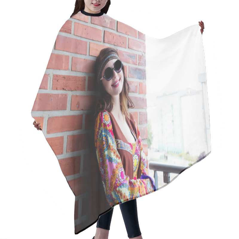 Personality  Portrait Of Young Hippie Girl Hair Cutting Cape