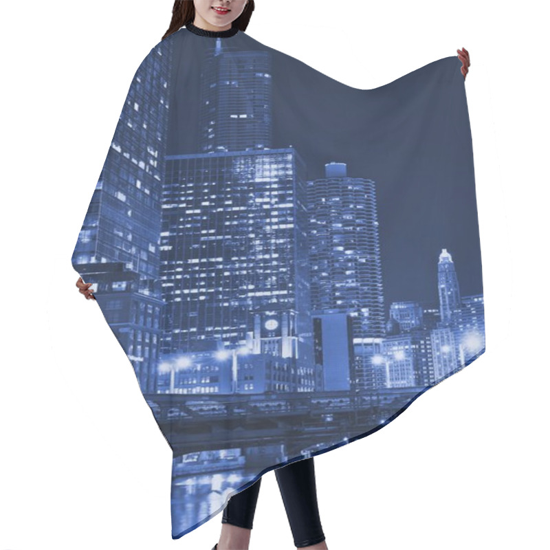 Personality  Chicago Night In Blue Hair Cutting Cape