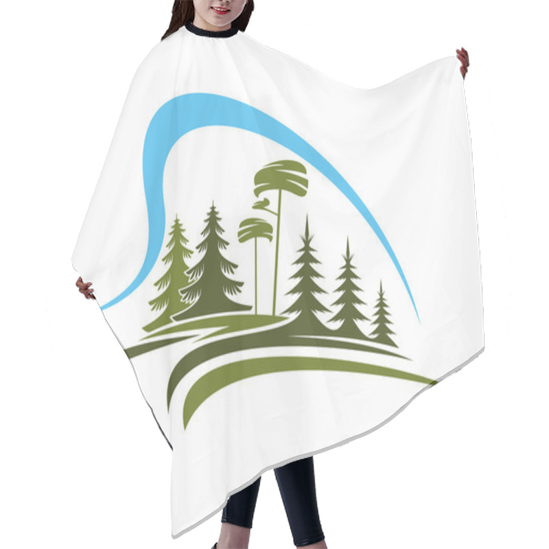 Personality  Forest Emblem With Glade, Trees And Sky Hair Cutting Cape