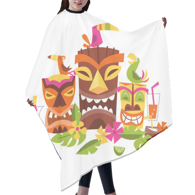 Personality  Vector Illustration Of Hawaiian Luau Party Hair Cutting Cape