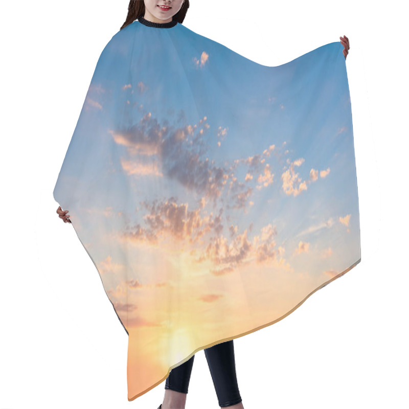 Personality  Gentle Sky At Sunset Sunrise With Real Sun And Clouds Hair Cutting Cape