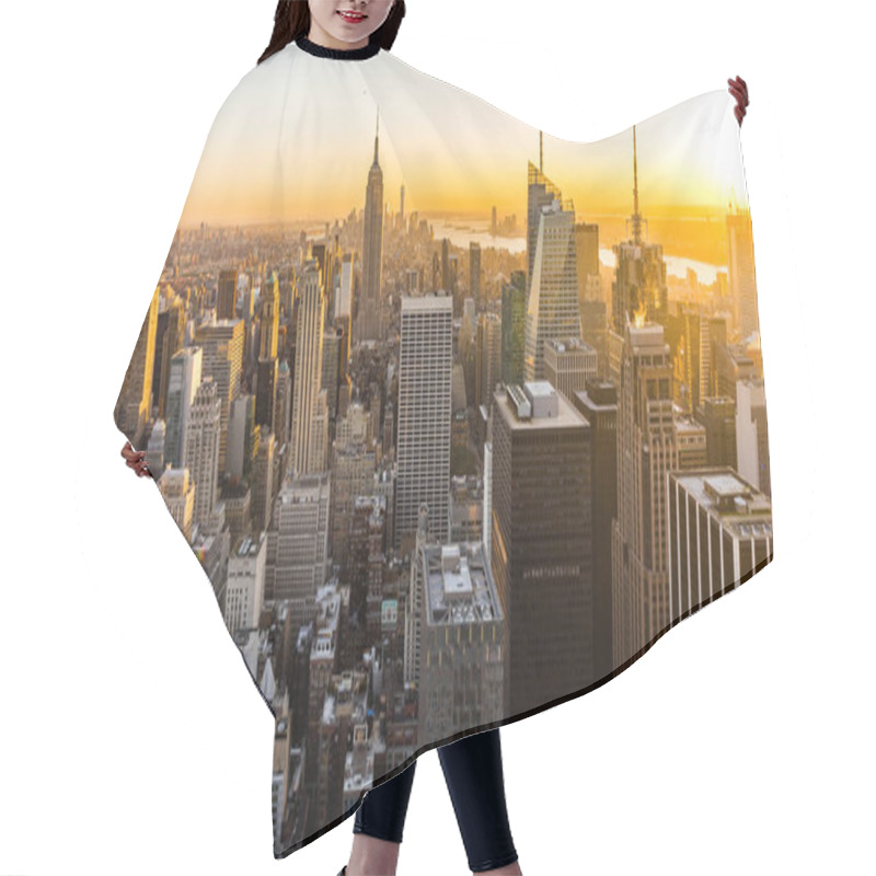 Personality  New York Skyline Manhatten Cityscape Empire State Building From Top Of The Rock Sunset Hair Cutting Cape