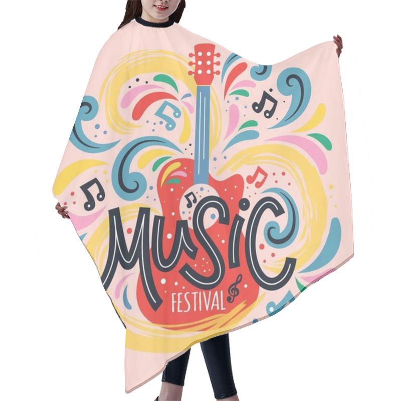 Personality  Handdrawn Conceptual Illustration On Music Festival - Lettering And Illustrations Of Musical Instruments. Poster Or T-shirt Design. Hair Cutting Cape