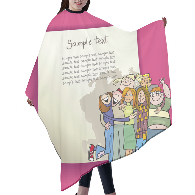 Personality  Cartoon Design With Teenagers Group Hair Cutting Cape