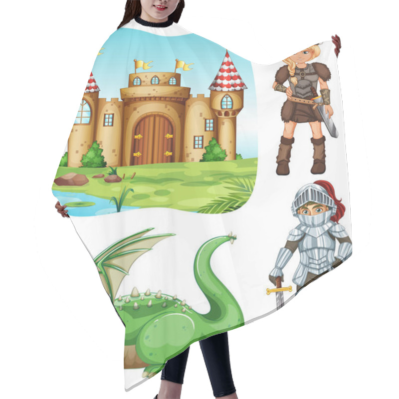 Personality  Medieval Set With Knight And Dragon Hair Cutting Cape