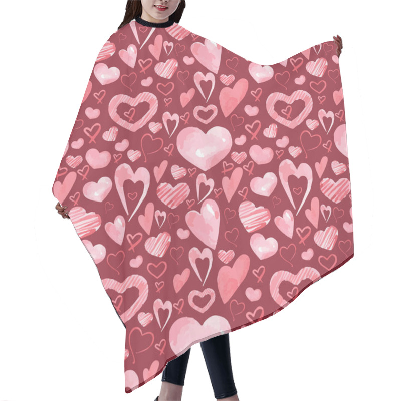 Personality  Seamless Pattern With Hearts. Background For Valentines Day. Suitable For Design, Decor, Postcards, Books, Invitations, Paper, Fabric, Textiles, Etc. Hair Cutting Cape