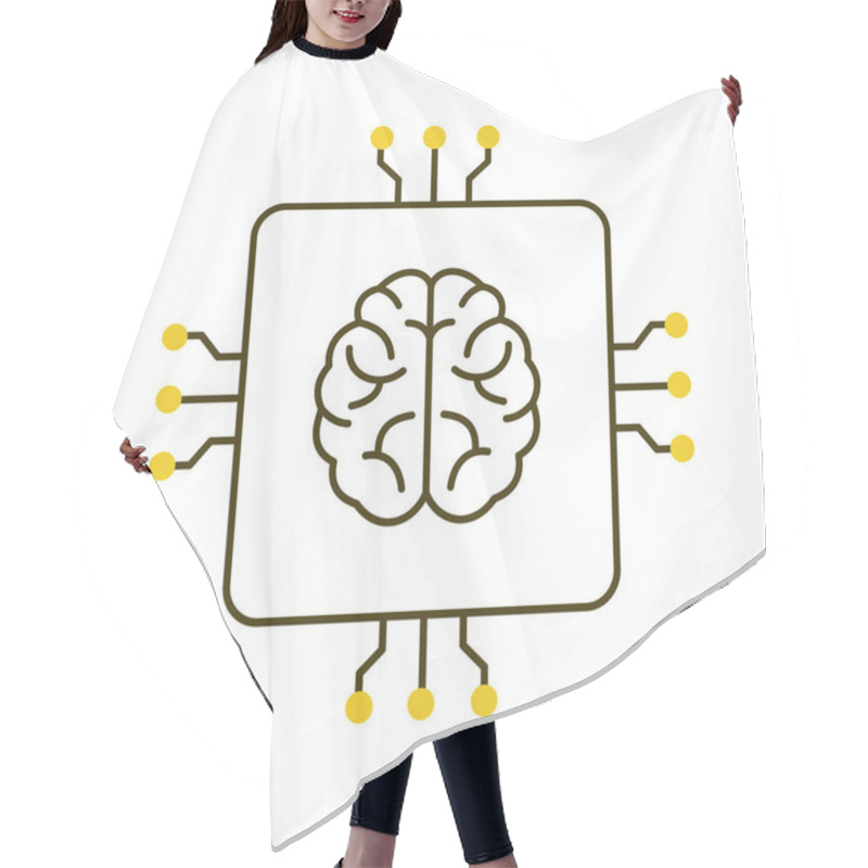 Personality  AI Brain Simulation And Neural Network Vector Icon Design, Deep Neural Networks, AI Systems, Smart Systems, AI Technology, Intelligent Systems Hair Cutting Cape