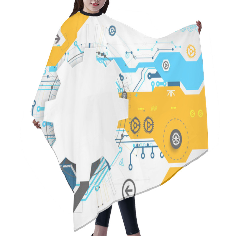 Personality  Vector Illustration, Hi-tech Digital Technology And Engineering Theme Hair Cutting Cape