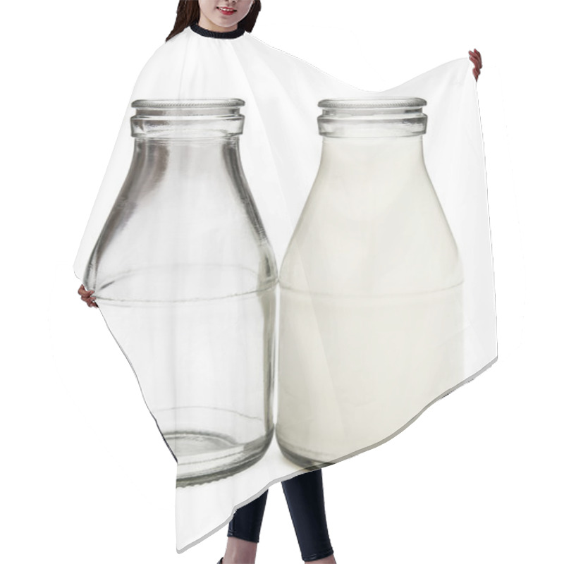 Personality  Full And Empty Milk Bottles With Clipping Path Hair Cutting Cape