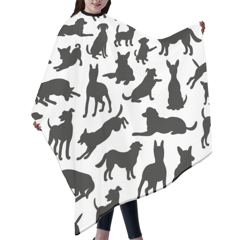 Personality  Seamless Pattern With Dog Silhouettes. Vector Background For You Hair Cutting Cape