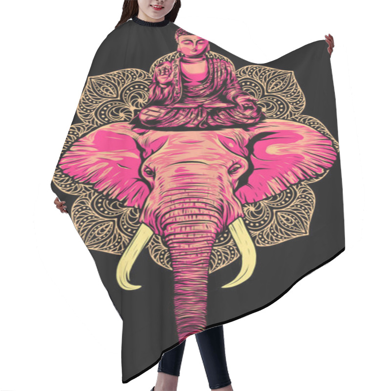 Personality  Buddha Statue Above Head Of Elephant Vector Hair Cutting Cape