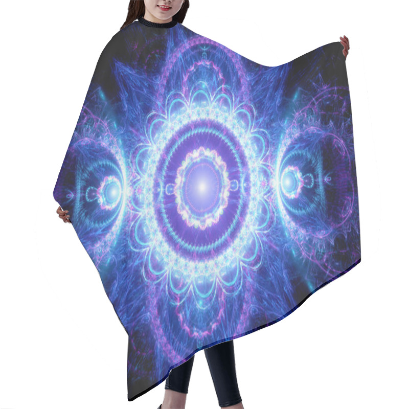 Personality  Blue Glowing Mandala Fractal Hair Cutting Cape