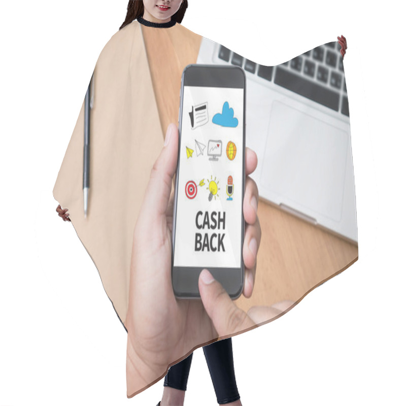 Personality  Businessman Working At Office Desk And Using Computer And Objects Hair Cutting Cape