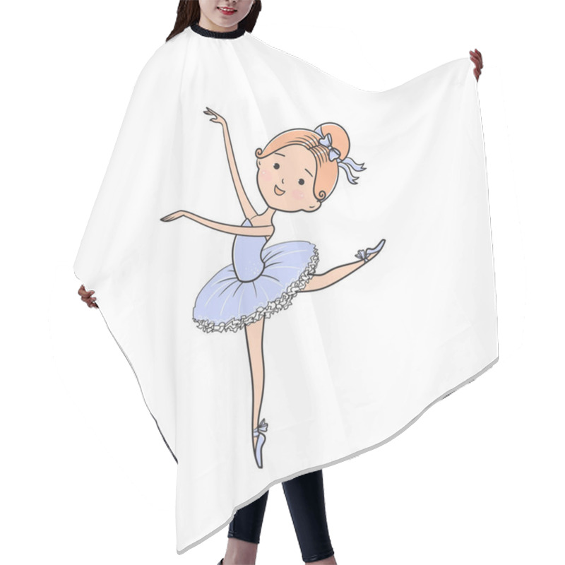 Personality  Hand Drawn Little Beautiful  Ballerina Girl. Cute Little Girl, Vector Illustration.  Hair Cutting Cape