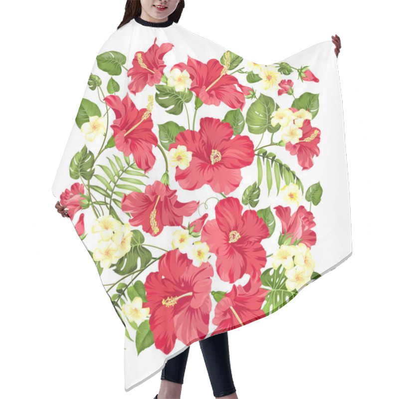 Personality  Awesome Pattern Of Tropical Flowers. Hair Cutting Cape