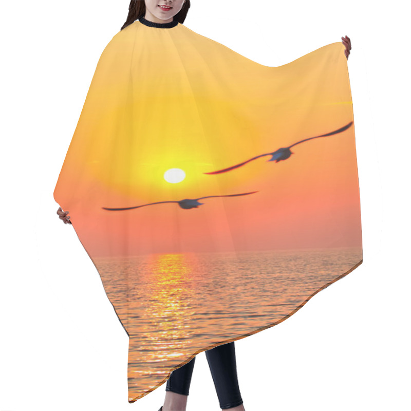 Personality  Flying Birds With Sunset Hair Cutting Cape