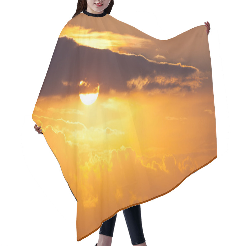 Personality  Unique Big Sun And Sky Background At Sundown Time Hair Cutting Cape