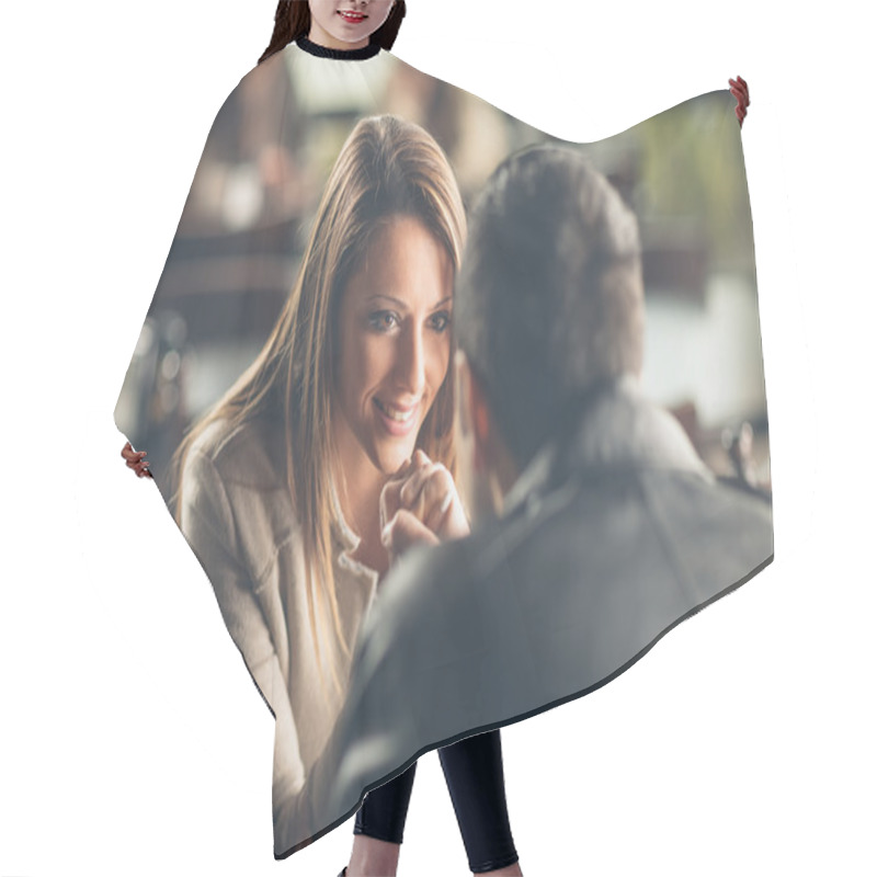 Personality  Romantic Couple Flirting At The Bar Hair Cutting Cape