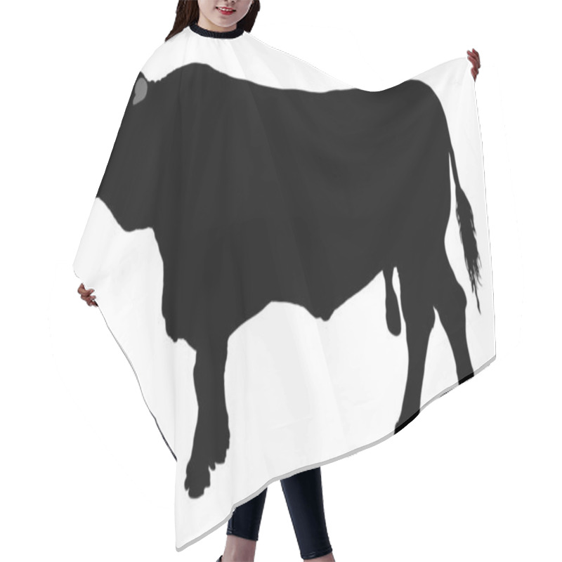 Personality  Standing Adult Bull Vector Silhouette Illustration Isolated On White Background. Breeding Bull.  Quality Genetic Material For Insemination. Hair Cutting Cape