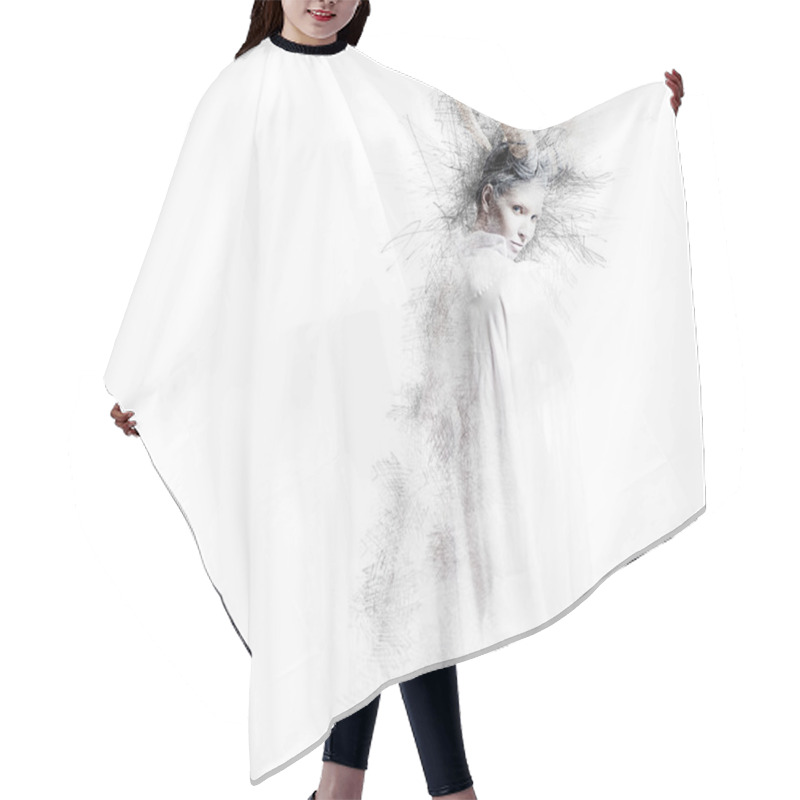 Personality  Female With Goat Body-art. Digitally Altered Image Hair Cutting Cape