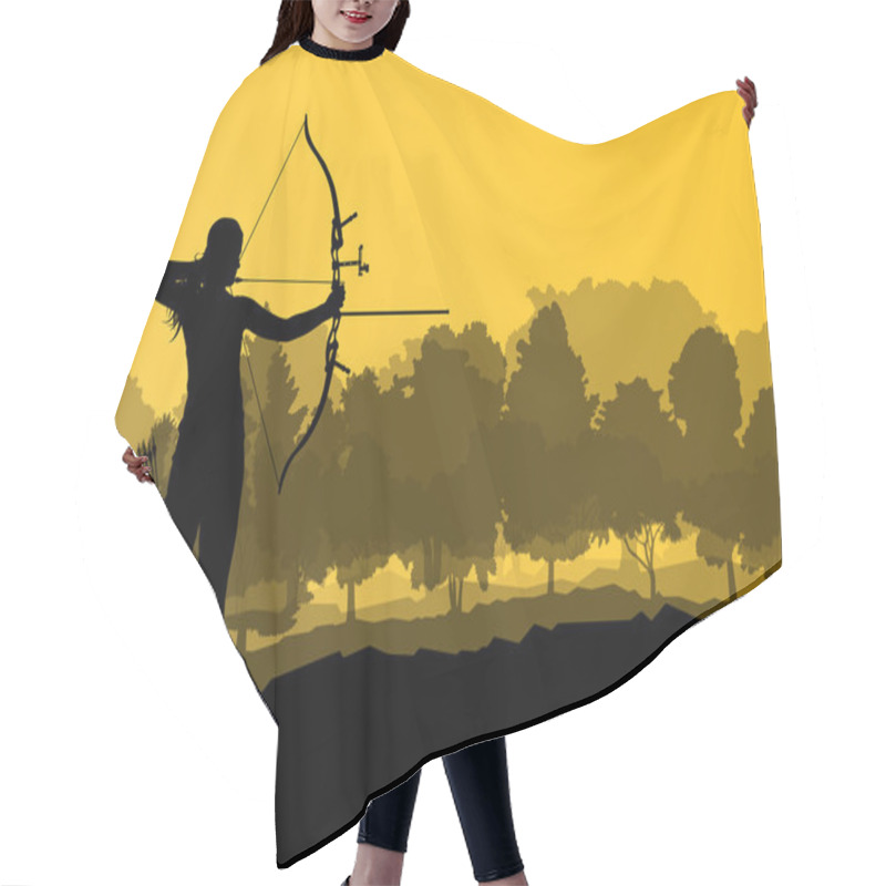 Personality  Active Archery Sport Silhouette Background Vector In Nature Conc Hair Cutting Cape