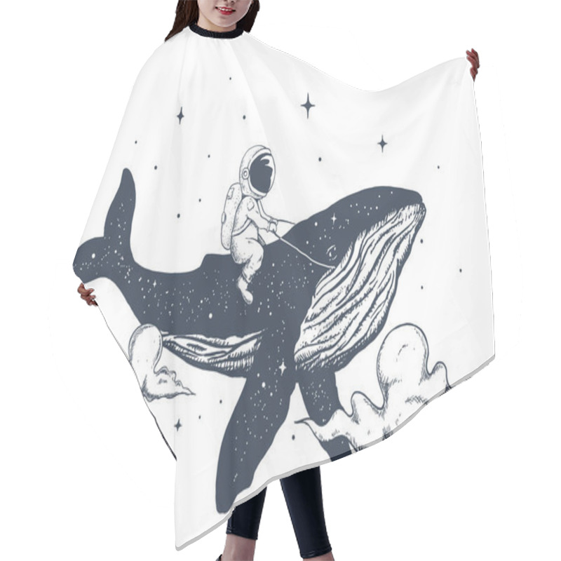 Personality  Astronaut And Whale In The Clouds Hair Cutting Cape