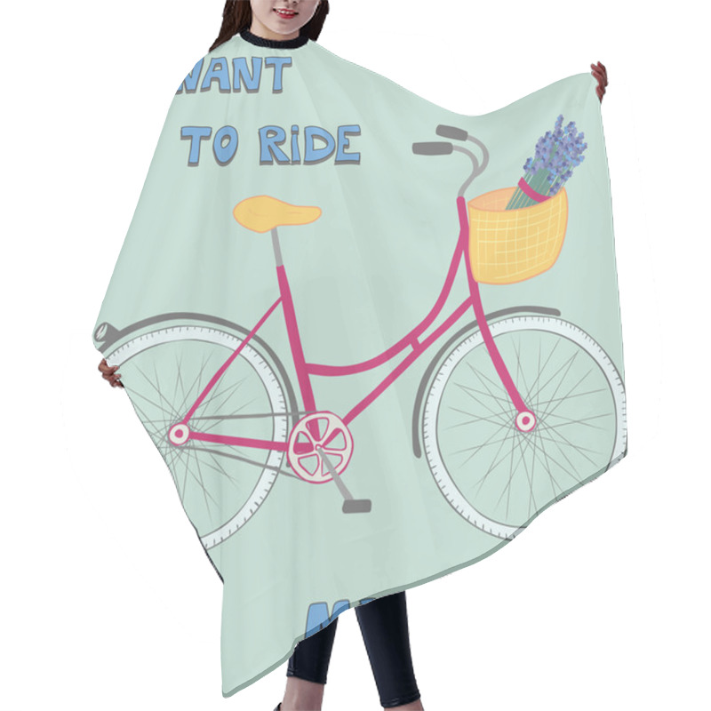 Personality  Poster With Cute Hand Drawn City Bike Hair Cutting Cape