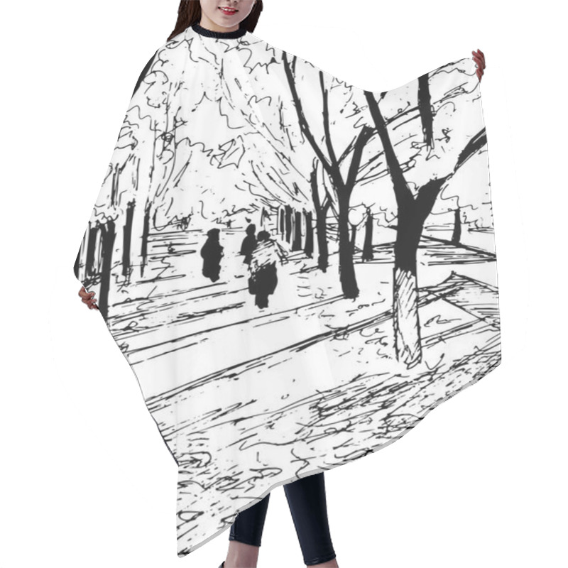 Personality  Vector Autumn Trees With Long Shadows And People Walking By Hair Cutting Cape