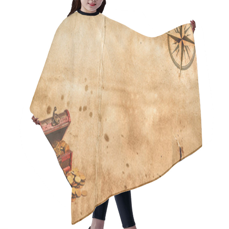 Personality  Old Grunge Blank Paper Sheet With Compass Rose And Threatsure Chest Hair Cutting Cape