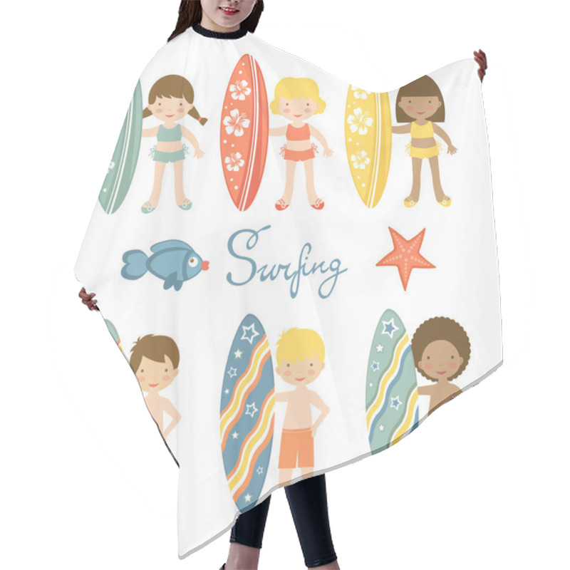 Personality  Cute Collection Of Surfing Kids Hair Cutting Cape