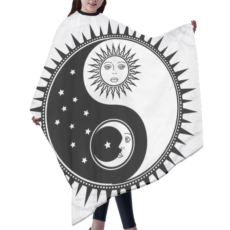 Personality  Yin Yang Symbol With Moon And Sun Hair Cutting Cape