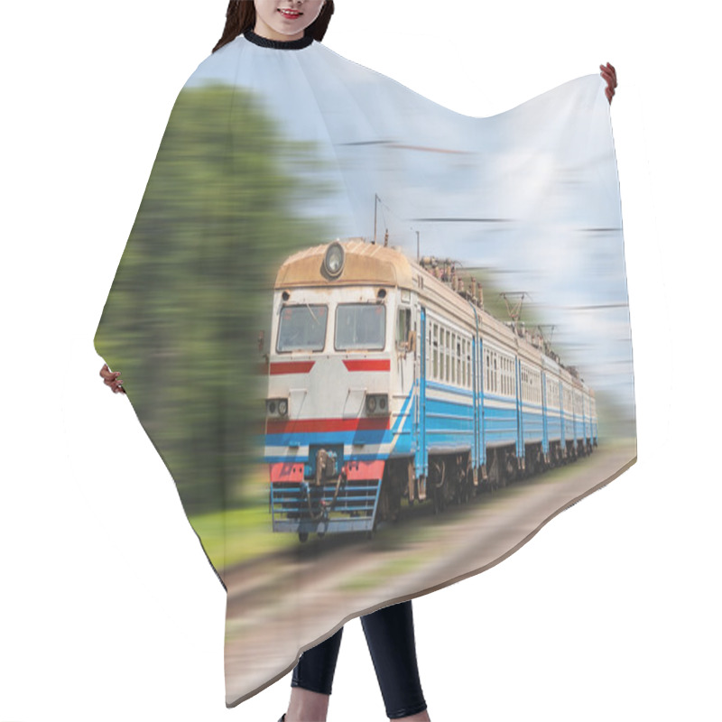 Personality  Suburban Electric Train On A Blurred Background Hair Cutting Cape