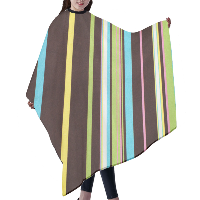 Personality  Green, Blue, Brown Striped Background. Hair Cutting Cape