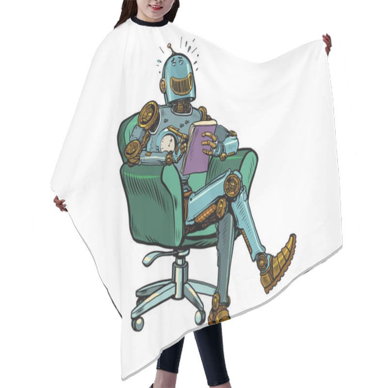 Personality  A Robot Psychotherapist Laughs At A Psychotherapy Session. Science Fiction. Humor Hair Cutting Cape