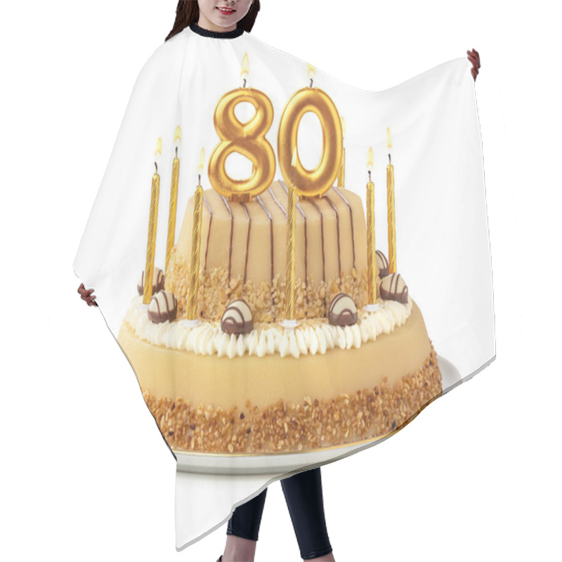 Personality  Festive Cake With Golden Candles - Number 80 Hair Cutting Cape