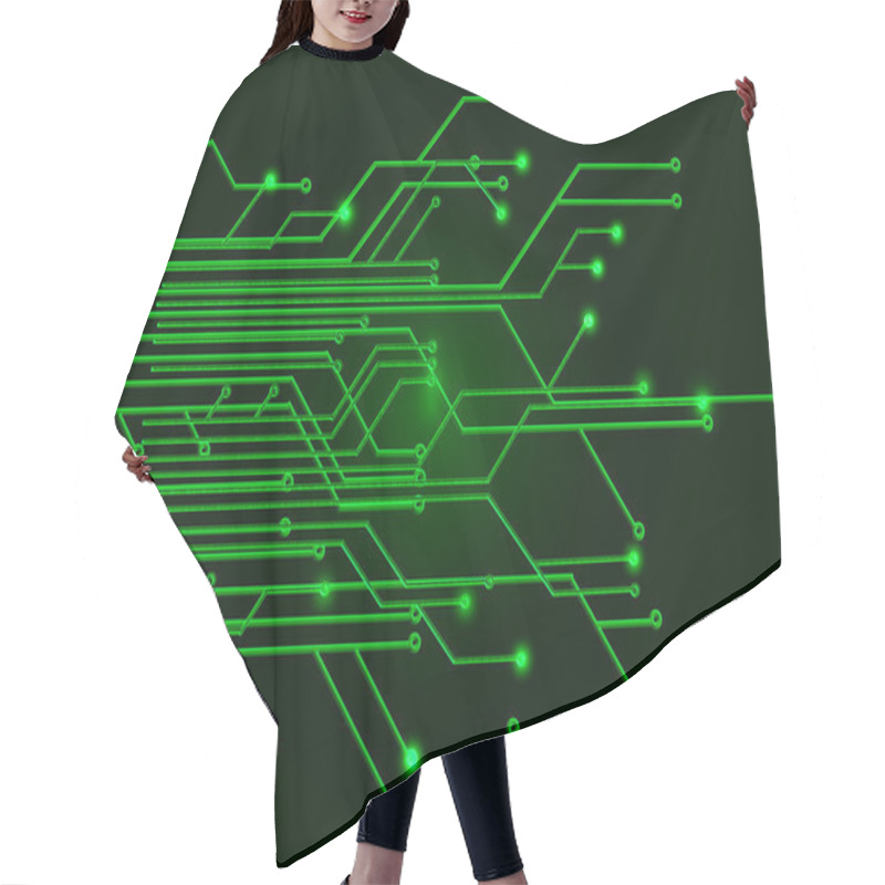 Personality  Green Circuit Board Hair Cutting Cape