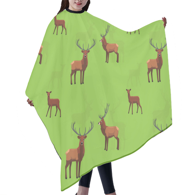 Personality  Mammal Red Deer Cartoon Cute Seamless Wallpaper Background Hair Cutting Cape