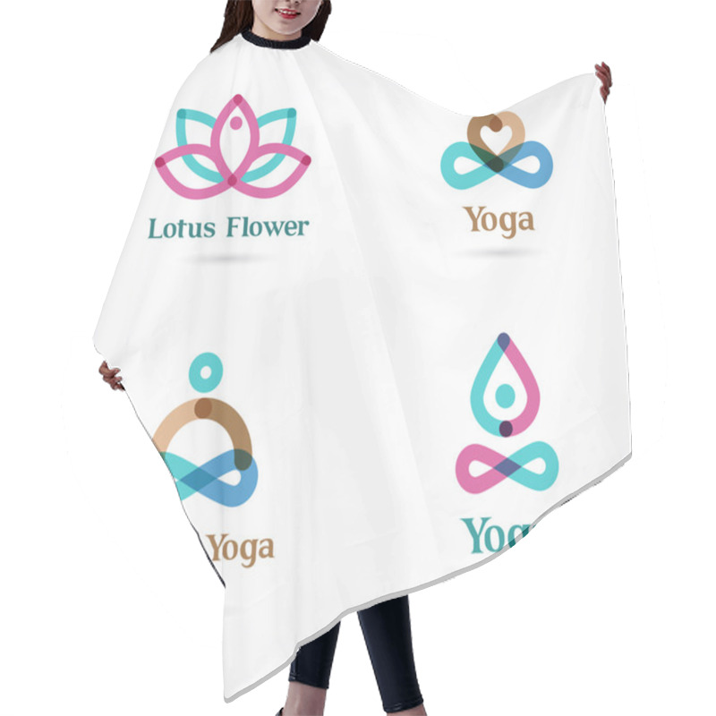 Personality  Collection Of Yoga Icons, Elements And Symbols Hair Cutting Cape