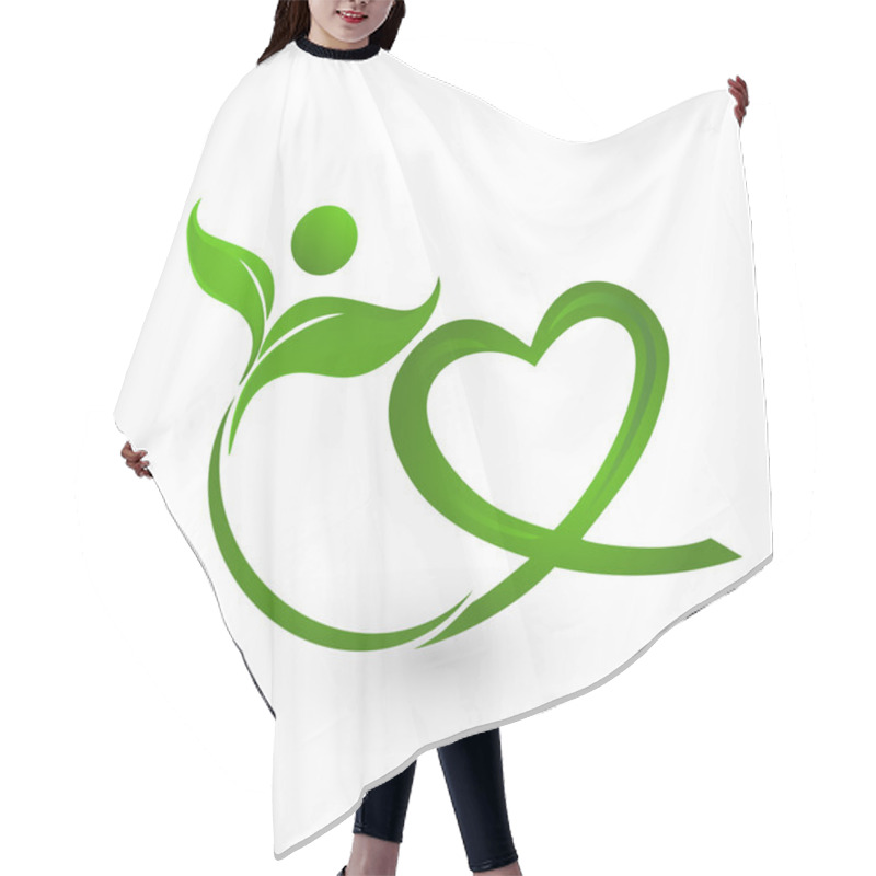 Personality  Vector Of Green Nature With Heart Logo Hair Cutting Cape