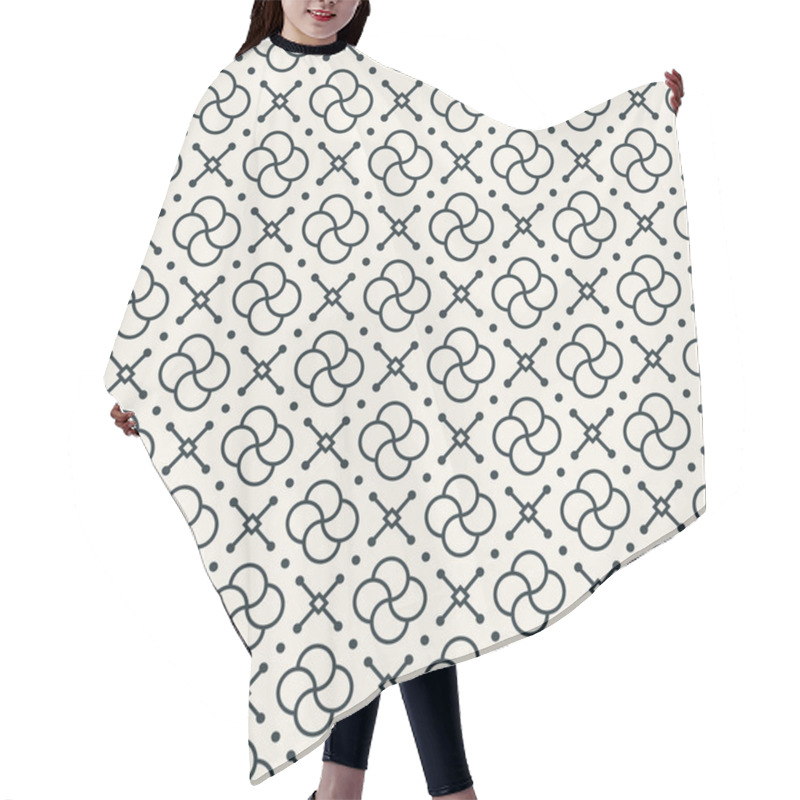 Personality  Seamless Monochrome Geometric Floral Pattern. Hair Cutting Cape