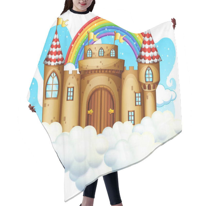 Personality  Castle With Rainbow On The Cloud Isolated On White Background Illustration Hair Cutting Cape