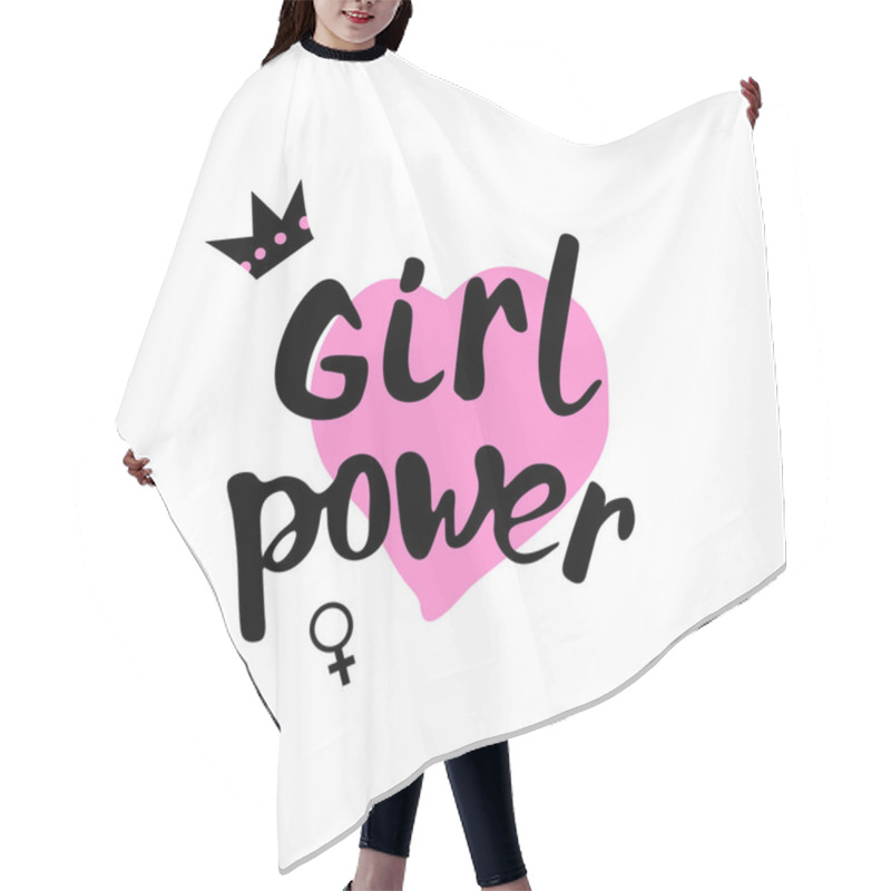 Personality  Girl Power Card. Vector Illustration. Hair Cutting Cape