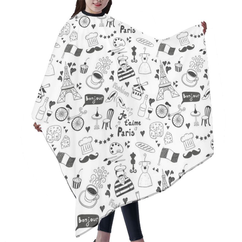 Personality  Black Paris Doodles Hair Cutting Cape