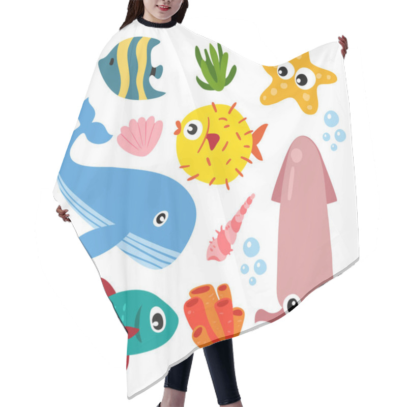 Personality  Ocean Vector Collection Design, Marine Life Vector Design Hair Cutting Cape