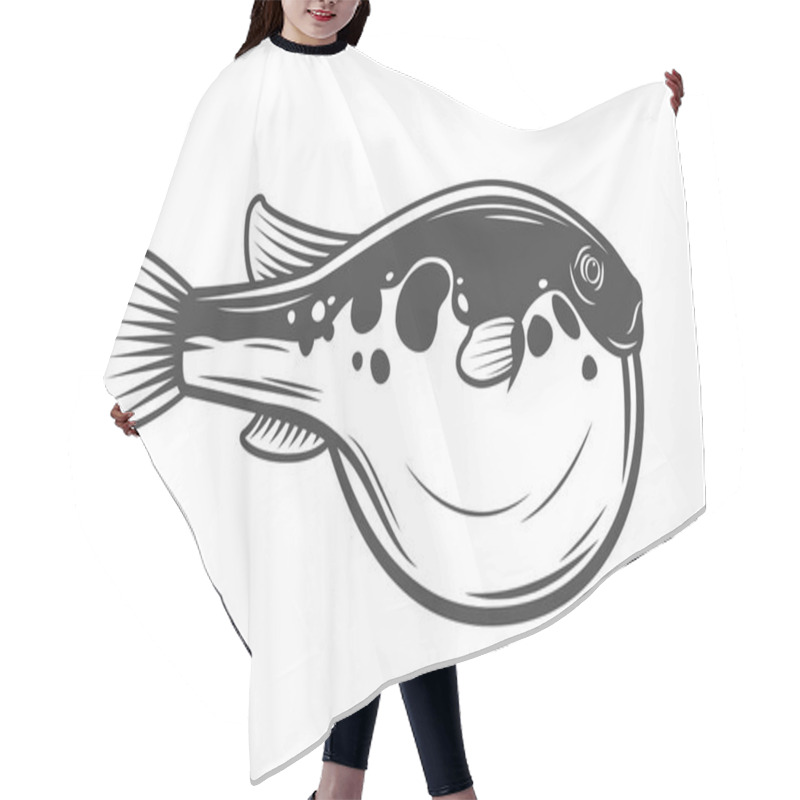 Personality  Isolated Vector Purrerfish. Japanese Fugu Fish Hair Cutting Cape