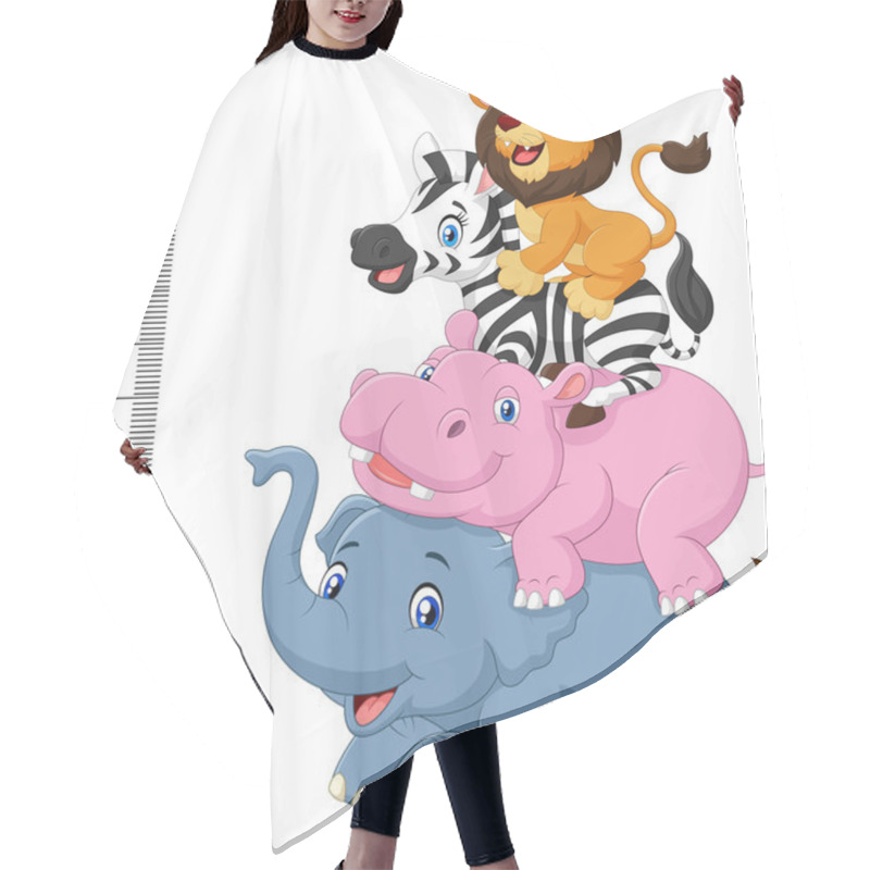 Personality  Height Scale With Funny Africa Animal Collection Set Hair Cutting Cape