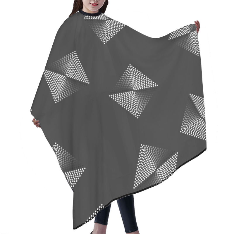 Personality  Seamless Pattern Of Gray Scale Dotted Squares.  Hair Cutting Cape