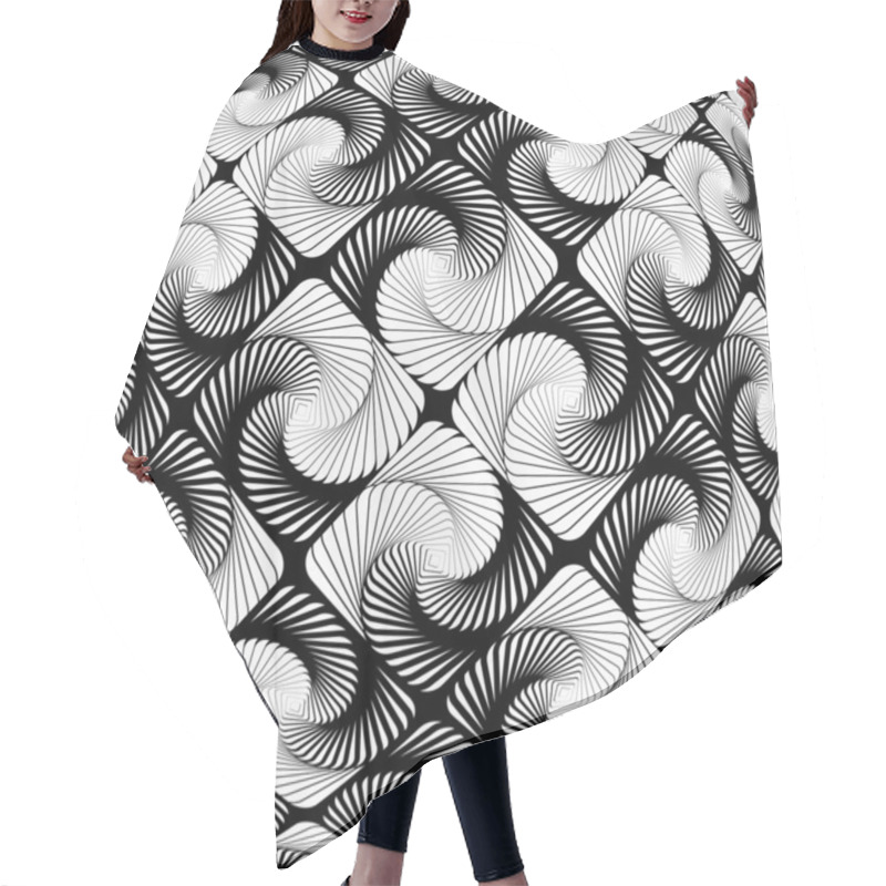 Personality  Design Warped Vortex Movement Strip Geometric Pattern Hair Cutting Cape