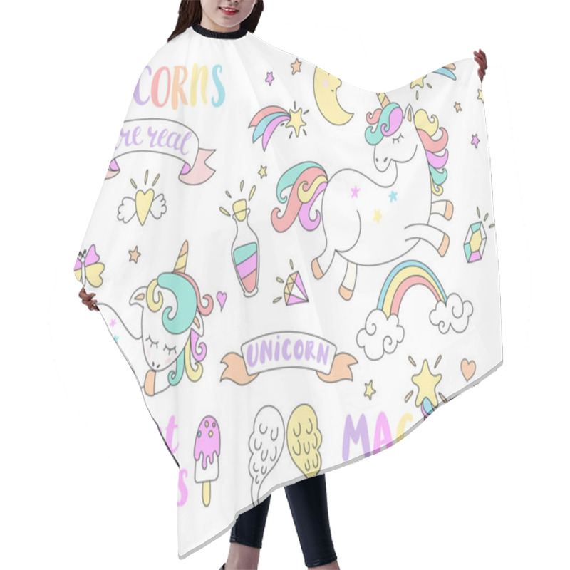 Personality  Set Of Unicorns And Elements. Hair Cutting Cape