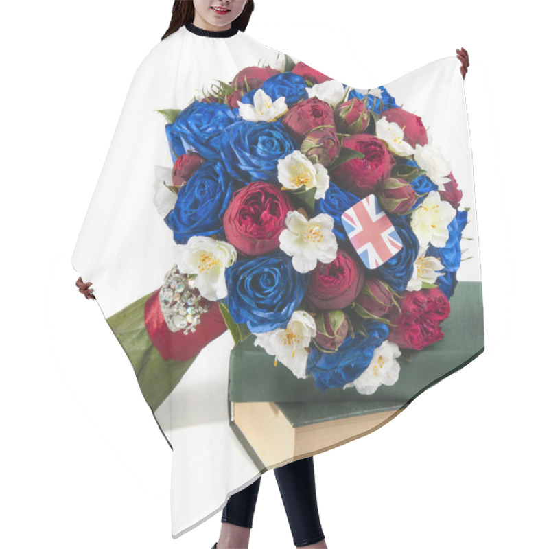 Personality  Blue And Red Rose Bouquet Hair Cutting Cape